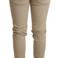 Beige Cotton Slim Fit Chic Jeans