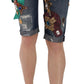 Elegant Knee-Length Embellished Denim Shorts