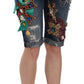 Elegant Knee-Length Embellished Denim Shorts