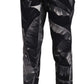 Elegant Black Banana Leaf Print Capri Pants