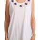 Floral Trim Logo Tank Top in White