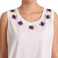 Floral Trim Logo Tank Top in White