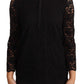 Elegant Black Floral Lace Long Sleeve Top