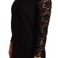 Elegant Black Floral Lace Long Sleeve Top