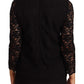 Elegant Black Floral Lace Long Sleeve Top