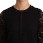 Elegant Black Floral Lace Long Sleeve Top