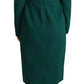 Emerald Green Midi Sheath Dress with Crystal Brooch