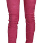 Chic Pink Mid Waist Skinny Pants