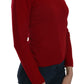 Elegant Red Cashmere Pullover Blouse