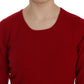 Elegant Red Cashmere Pullover Blouse