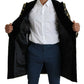 Gold Black Sicilia Jacquard Double-Breasted Coat