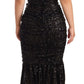 Elegant Black Sequined Open Shoulder Gown