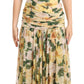 Floral Elegance Silk Pleated Maxi Dress