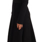 Elegant Black Stretch Sheath Mid-Calf Dress