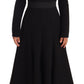 Elegant Black Stretch Sheath Mid-Calf Dress