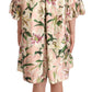 Elegant Floral Ruffled Silk Long Coat