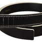 Chic Black Leather Fashion Belt with White Accents