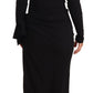 Elegant Black Turtleneck Sheath Dress