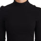 Elegant Black Turtleneck Sheath Dress