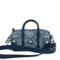 Boston Mini Blue Vintage Jacquard Logo Fabric Satchel Crossbody Handbag