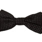 Elegant Black Patterned Silk Bow Tie