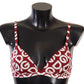 Red Cotton Logo Printed Designer Bra