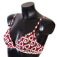 Red Cotton Logo Printed Designer Bra