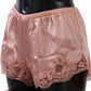 Elegant Powder Pink Silk Lace Lingerie Shorts