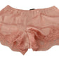 Elegant Powder Pink Silk Lace Lingerie Shorts