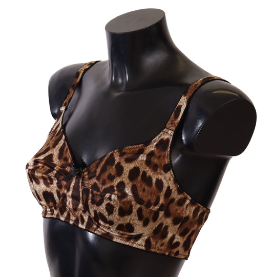 Elegant Silk Leopard Print Bra