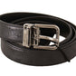 Elegant Black Leather Belt with Silver Buckle