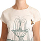 Elegant Silk Botanical Garden Fountain Tee