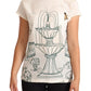 Elegant Silk Botanical Garden Fountain Tee