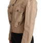 Elegant Cropped Cotton Jacket in Beige