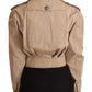 Elegant Cropped Cotton Jacket in Beige