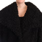 Elegant Black Fur Cape Trench Coat