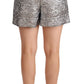 Chic Floral Brocade High Waist Mini Shorts