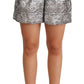 Chic Floral Brocade High Waist Mini Shorts