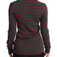 Elegant Maroon and Green Striped Crewneck Sweater