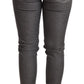 Elegant Gray Mid Waist Skinny Jeans