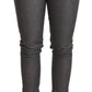 Elegant Gray Mid Waist Skinny Jeans