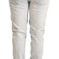 Chic Light-Blue Folded Hem Denim Jeans