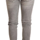 Chic Gray Washed Slim Fit Cotton Jeans