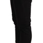 Chic Low Waist Skinny Black Cotton Trousers