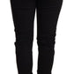 Chic Low Waist Skinny Black Cotton Trousers