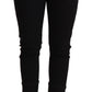 Chic Low Waist Skinny Black Cotton Trousers