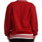 Elegant Red Crewneck Pullover with Floral Motif