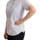 Chic Light Blue Polished Cotton Polo Top