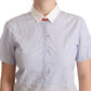 Chic Light Blue Polished Cotton Polo Top