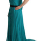 Elegant Silk A-Line Long Dress in Blue